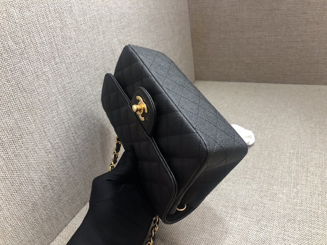 Small Classic Flap Caviar Bag A01116 Black/Gold